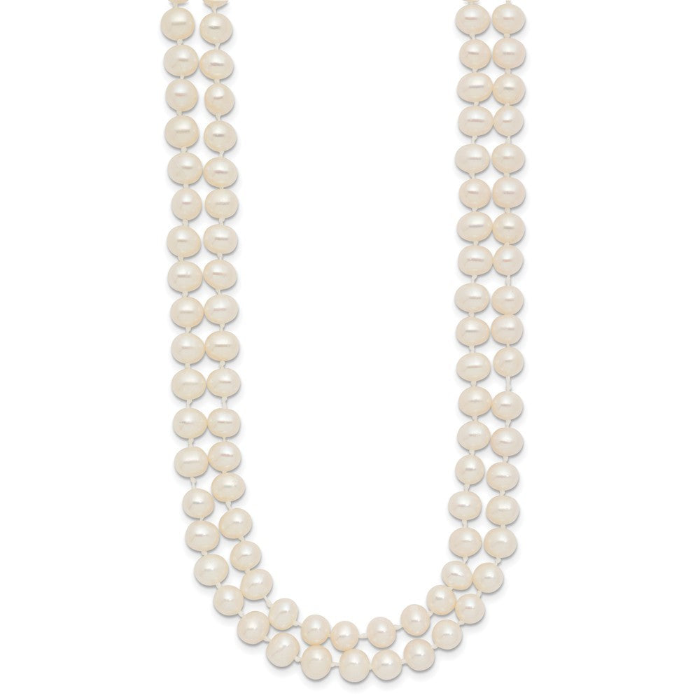 14k Yellow Gold 5-6mm White Near Round Cultured Pearl Double Strand Necklace 18"