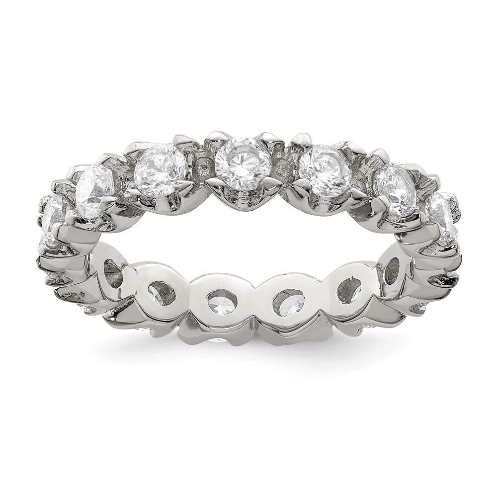 Sterling Silver Rhodium-plated Cubic Zirconia Eternity Ring Size 8