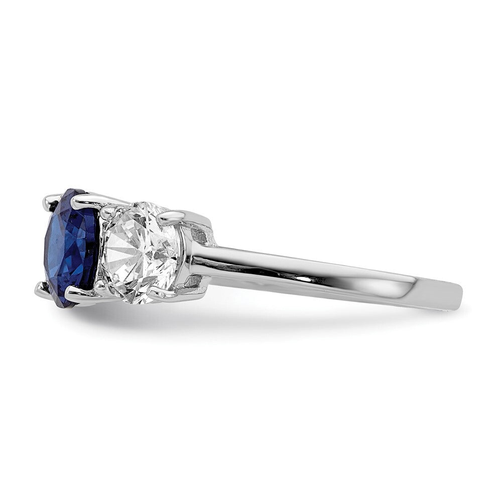 Sterling Silver Lab Created Spinel/Cubic Zirconia 3 Stone Ring SZ 7