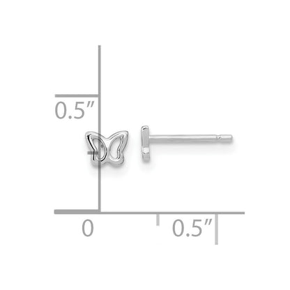 14K White Gold Butterfly Stud Earrings Gift for Women