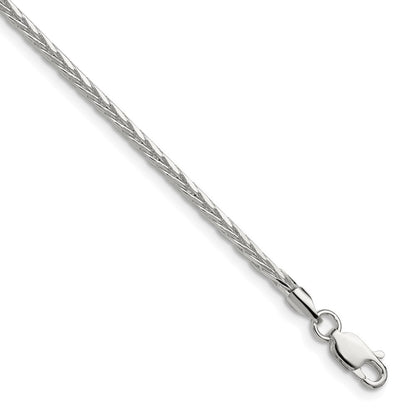 Sterling Silver 2.5mm Diamond-cut Square Spiga Chain Necklace