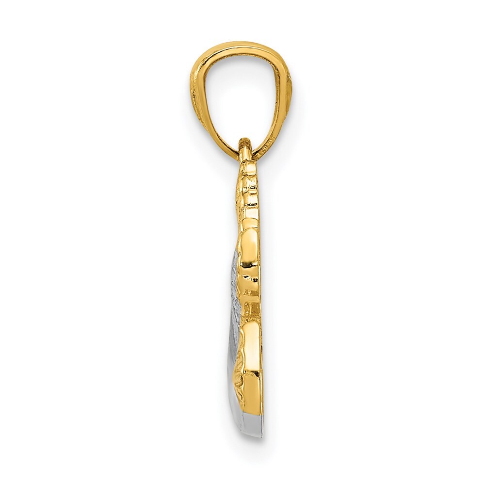 14k Yellow Gold Rhodium Polished Dove Olive Branch Pendant for Women