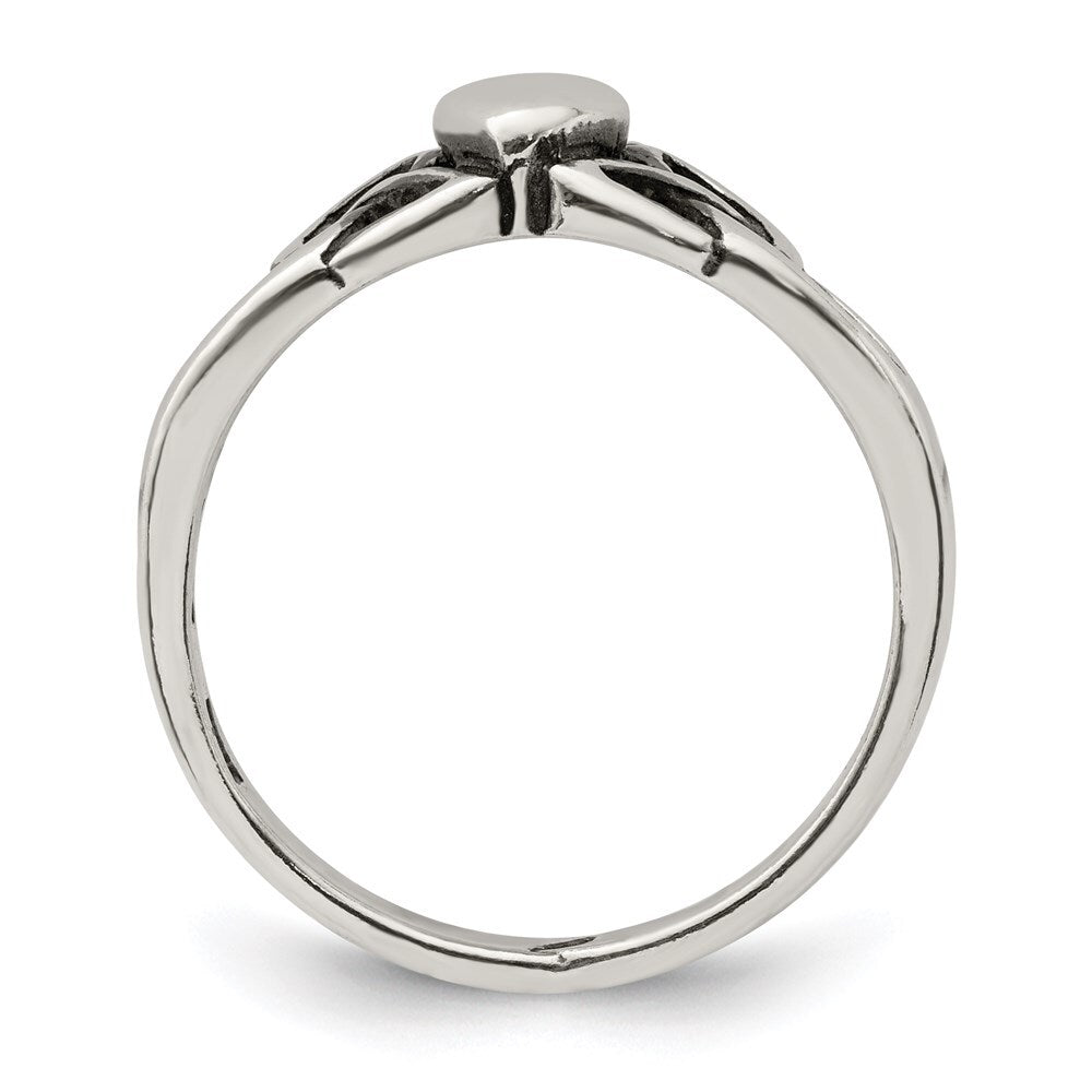 Sterling Silver Antiqued Claddagh Ring Size 6