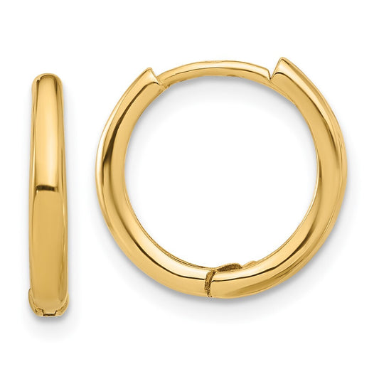 14k Yellow Gold Polished Hinged Hoop Earrings Gift for Women