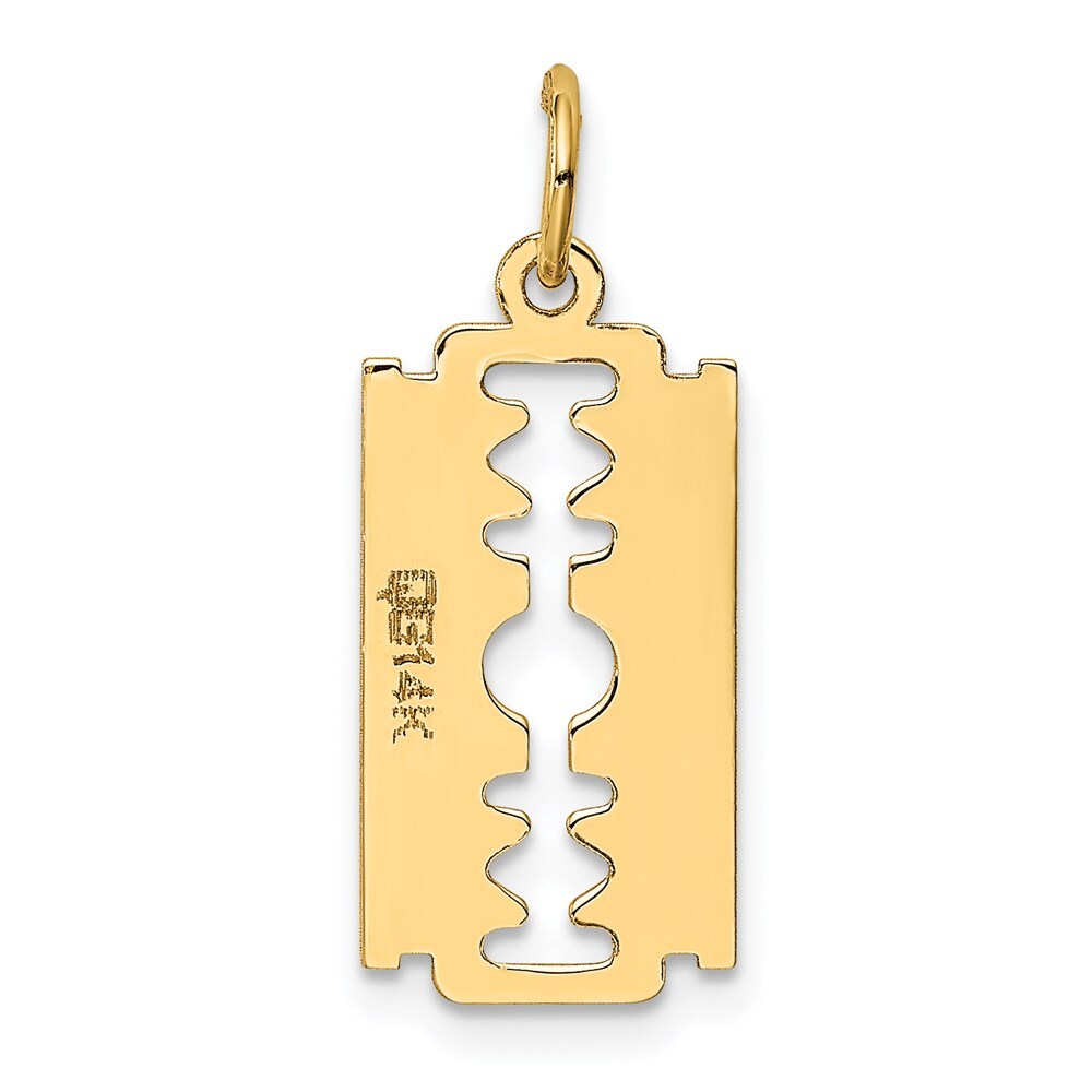14k Yellow Gold Polished Razor Blade Charm Pendant for Women