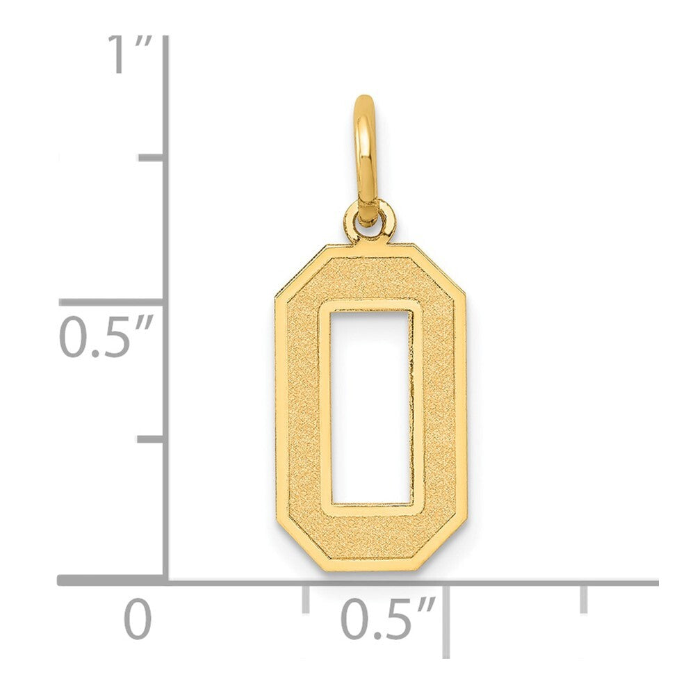 14k Yellow Gold Medium Satin Number 0 Charm Pendant for Women
