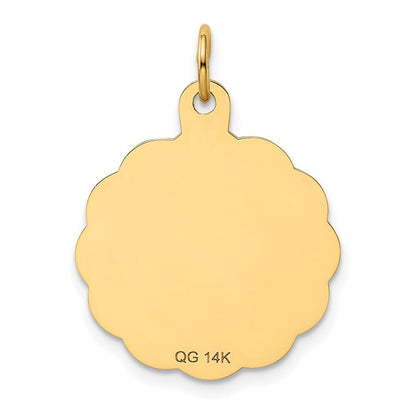 14k Yellow Gold Baseball Disc Charm Pendant for Women