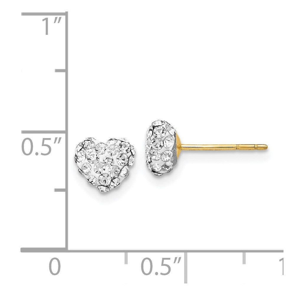 14k Yellow Gold 6mm Crystal Heart Stud Earrings