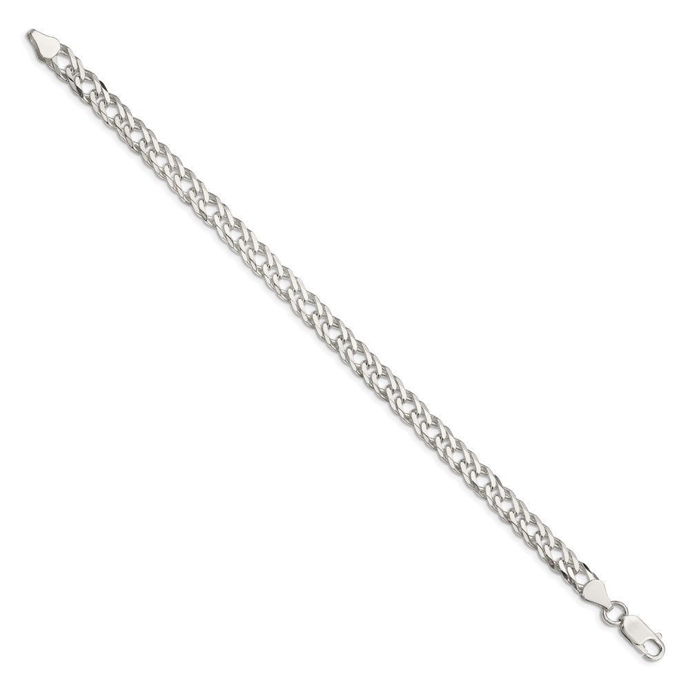 Sterling Silver 6.25mm 6 Side Diamond-Cut Flat Double Curb Chain Bracelet