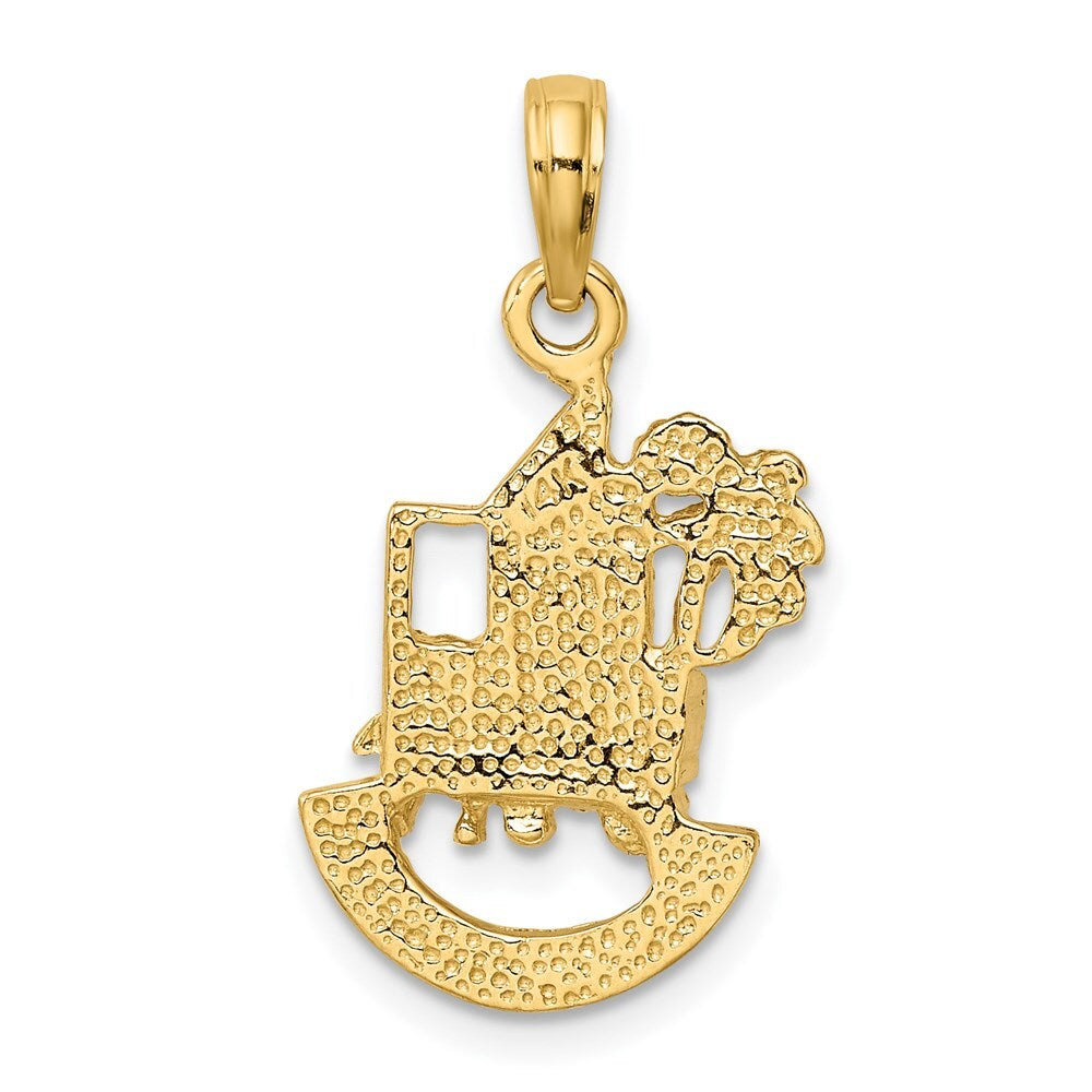 14k Yellow Gold CHARLESTON SCENE  Horse, Cart, and House Charm Pendant