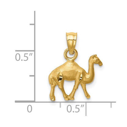 14k Yellow Gold Diamond-Cut Camel Pendant for Women