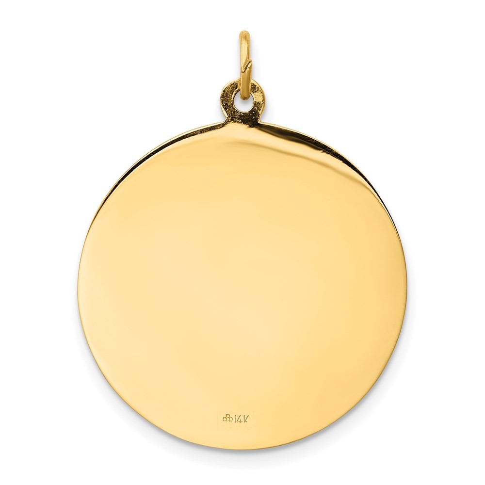 14k Yellow Gold Solid Polished Satin Large Round St. Michael Medal