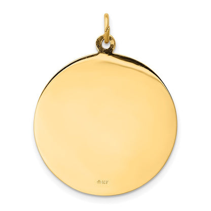 14k Yellow Gold Solid Polished Satin Large Round St. Michael Medal