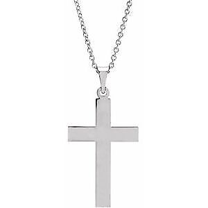 14k White Gold 22 x 14 mm Cross Pendant Necklace 18"