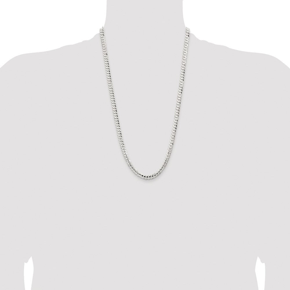 Sterling Silver Rhodium-plated 5.65mm Concave Beveled Curb Chain