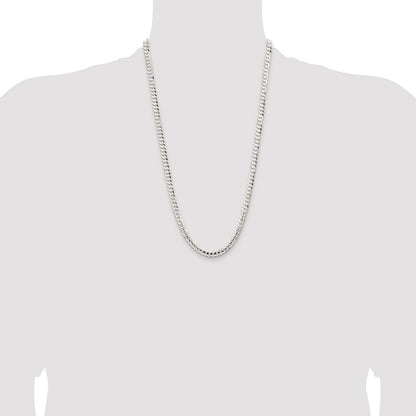 Sterling Silver Rhodium-plated 5.65mm Concave Beveled Curb Chain
