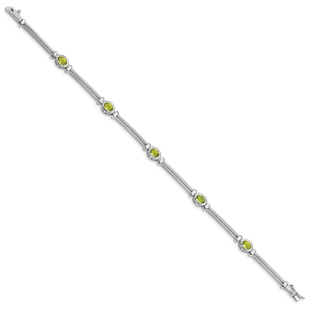 Sterling Silver Rhodium-plated Peridot Bracelet