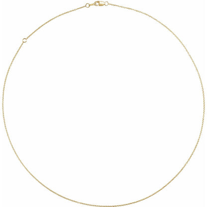 14K Yellow 1 mm Adjustable Cable 16-18" Chain Necklace Fine Gift for Women