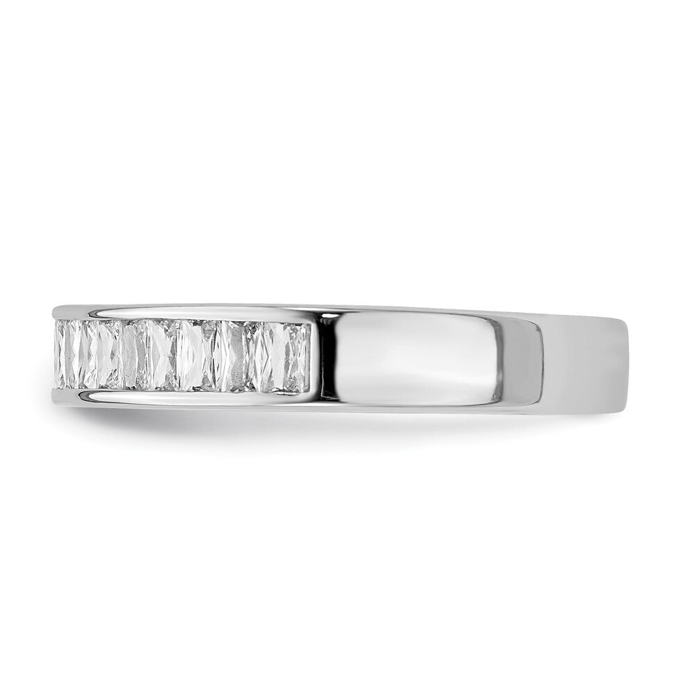 Sterling Silver Rhodium Plated Cubic Zirconia Ring Size 8