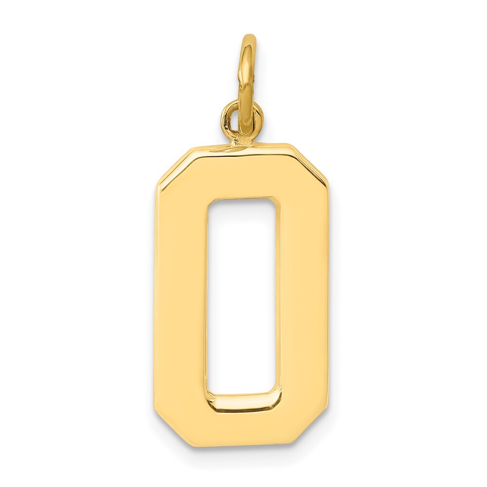 14k Yellow Gold Large Polished Number 0 Charm Pendant for Women