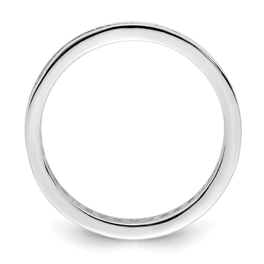 Sterling Silver Polished Rhodium-plated Channel Set CZ Band Size 8