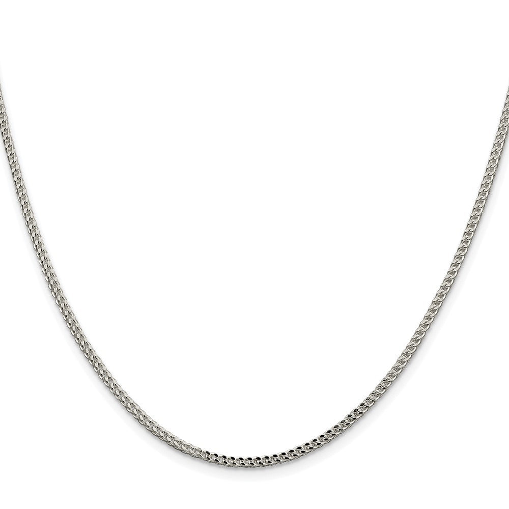 Sterling Silver Rhodium-plated 2mm Diamond-Cut Square Franco Chain Necklace