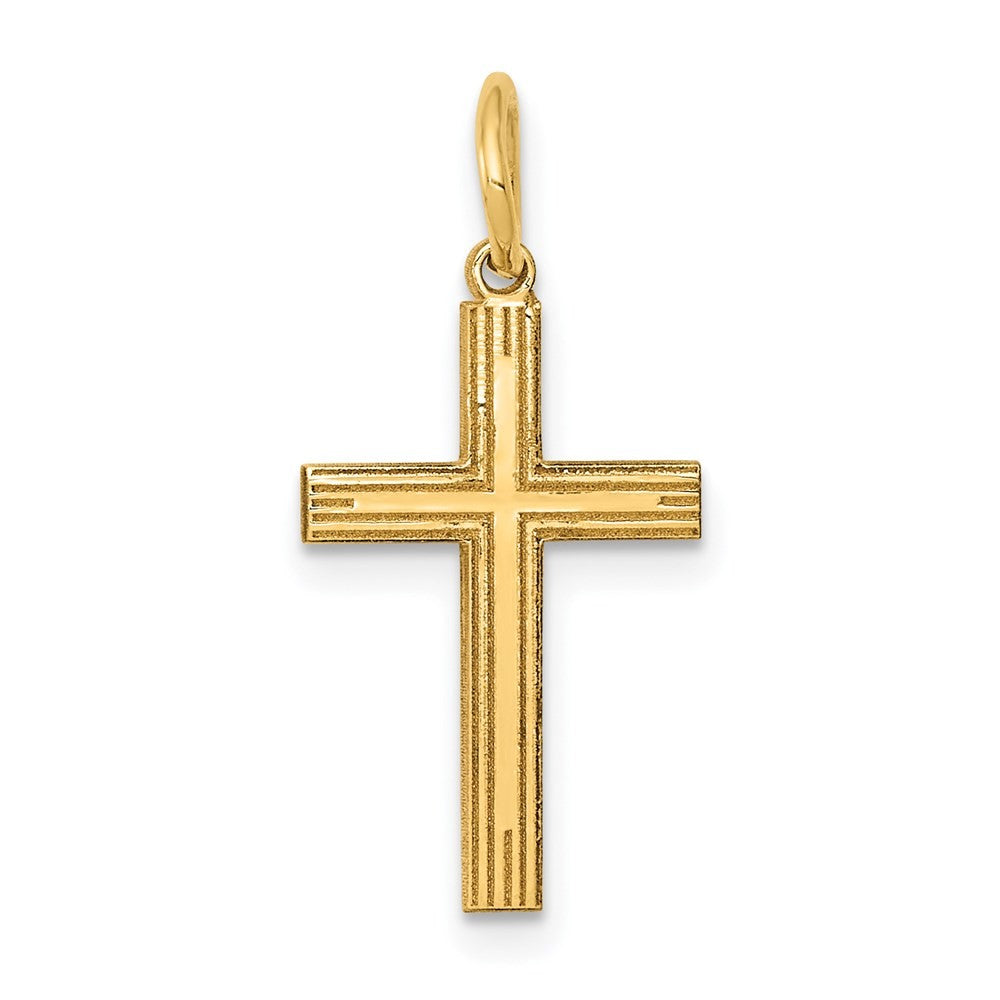 14k Yellow Gold Laser Designed Cross Charm Pendant