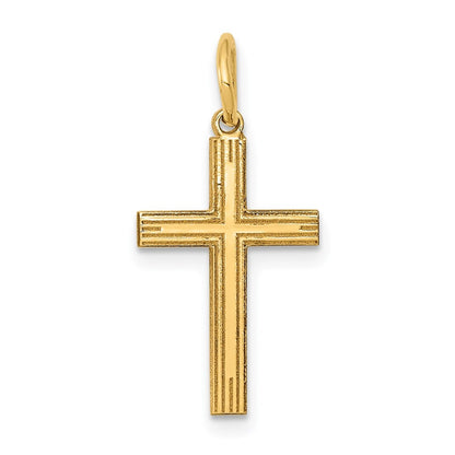 14k Yellow Gold Laser Designed Cross Charm Pendant