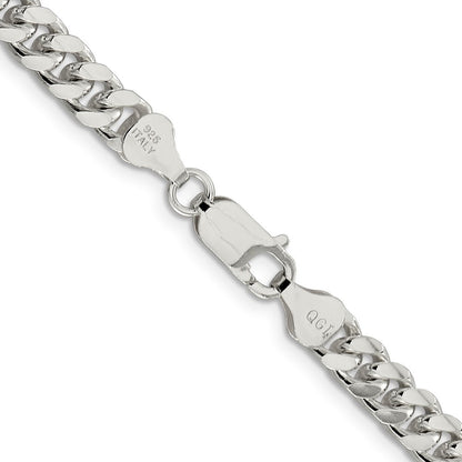 Sterling Silver 6mm Domed Side Diamond-cut Curb Chain