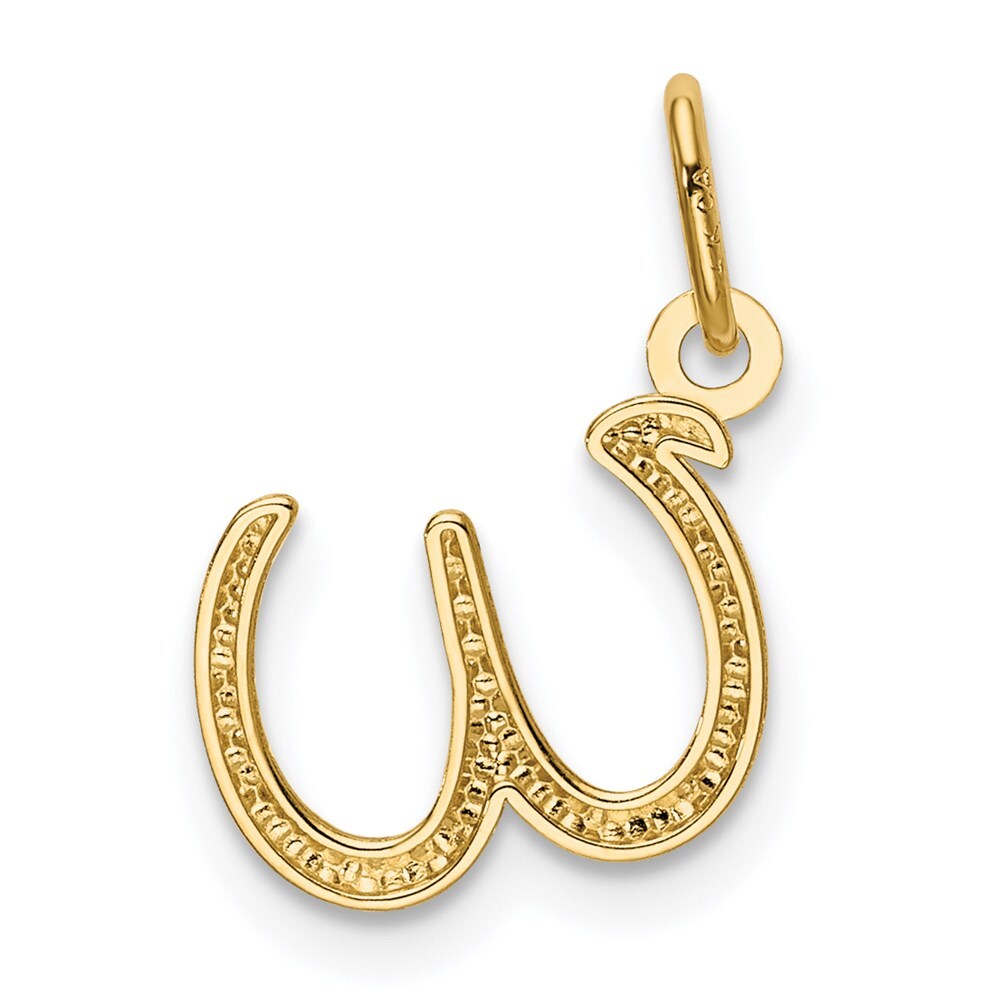 14k Yellow Gold Letter W Initial Charm Pendant for Women