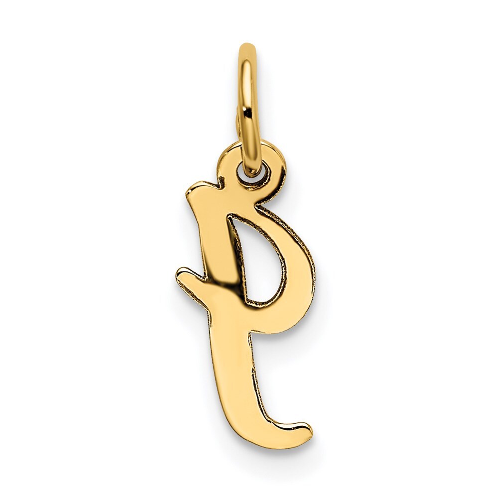 14k Yellow Gold Small Script Letter I Initial Charm Pendant for Women