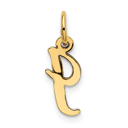 14k Yellow Gold Small Script Letter I Initial Charm Pendant for Women