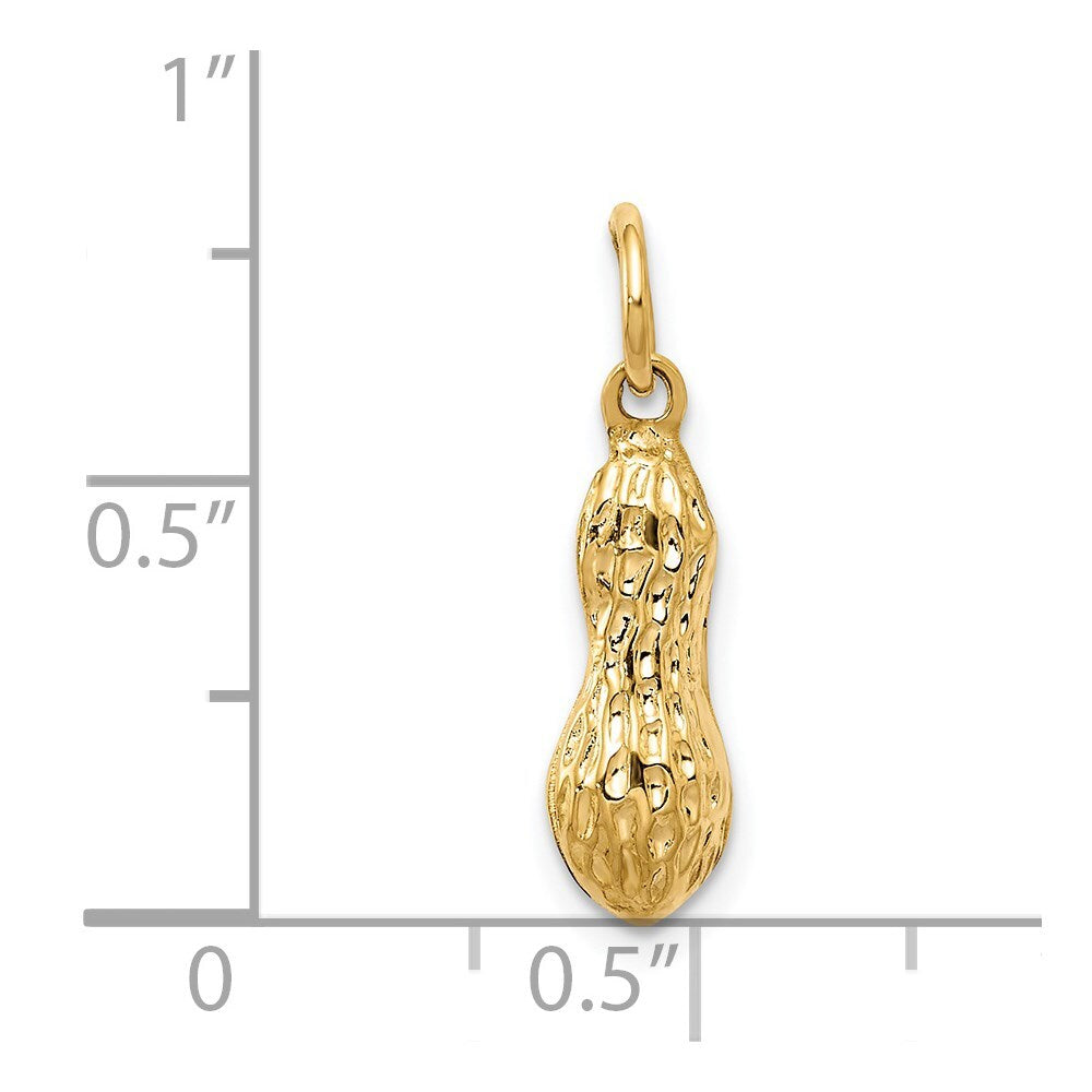 14k Yellow Gold 3D Peanut Charm Pendant for Women