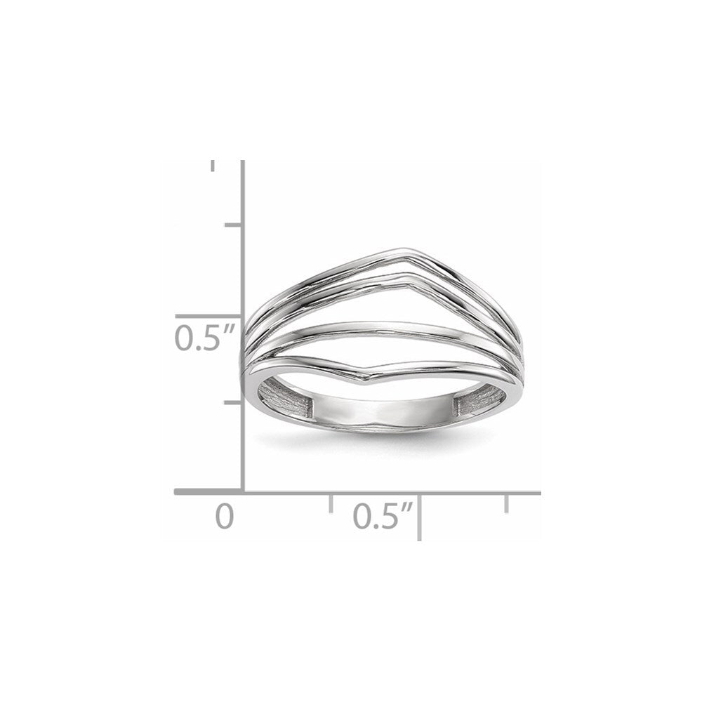 14k White Gold Polished 4-Bar Ring Size 7