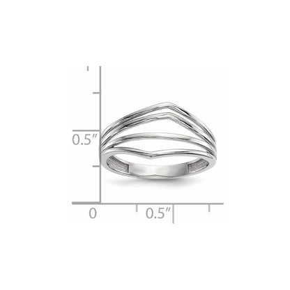 14k White Gold Polished 4-Bar Ring Size 7