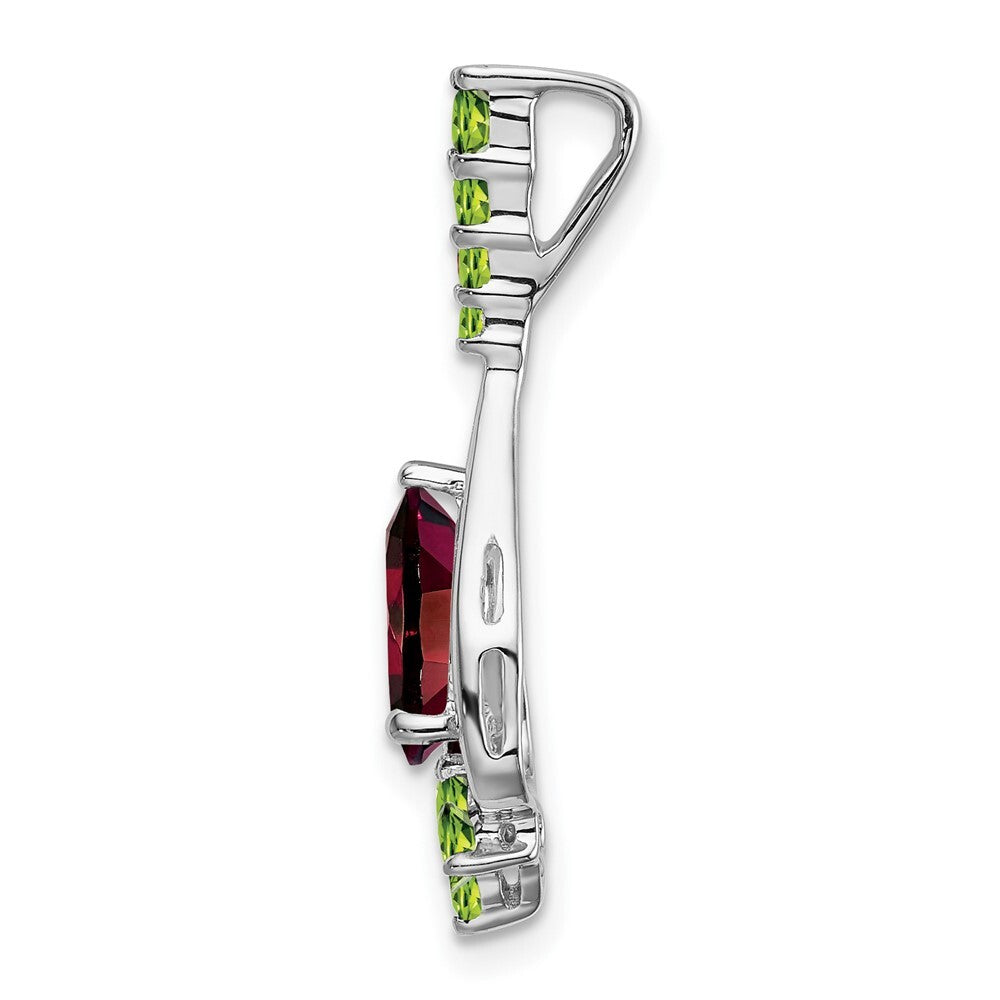 14k White Gold Pear Garnet and Peridot Pendant for Women