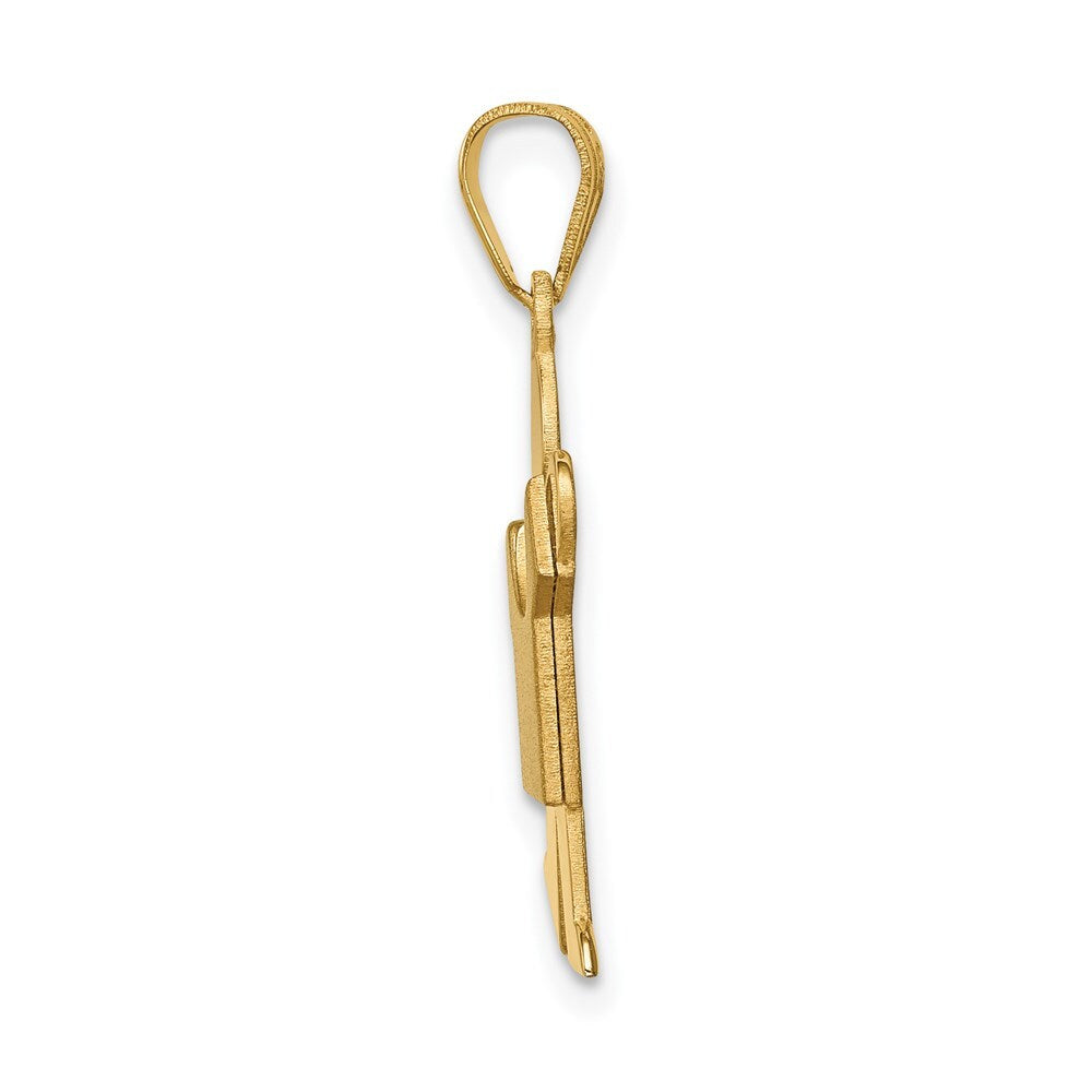 14k Yellow Gold Solid Satin Engravable Boy Charm Pendant for Women
