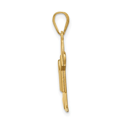 14k Yellow Gold Solid Satin Engravable Boy Charm Pendant for Women