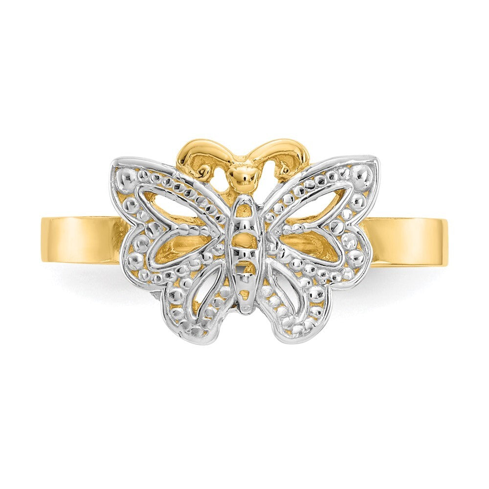 14K Yellow Gold w/Rhodium Butterfly Ring