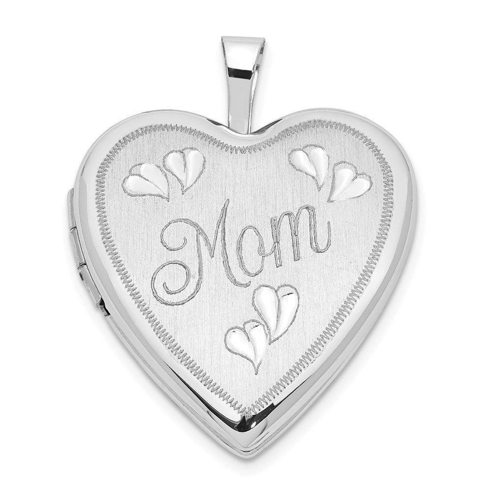 14k White Gold 20mm MOM Hearts Heart Locket
