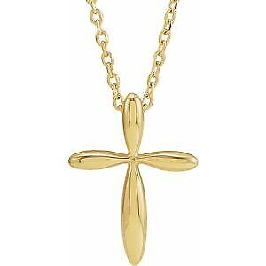 14k Yellow Gold 14.65x11.2 mm Cross 16-Pendant Necklace 18"