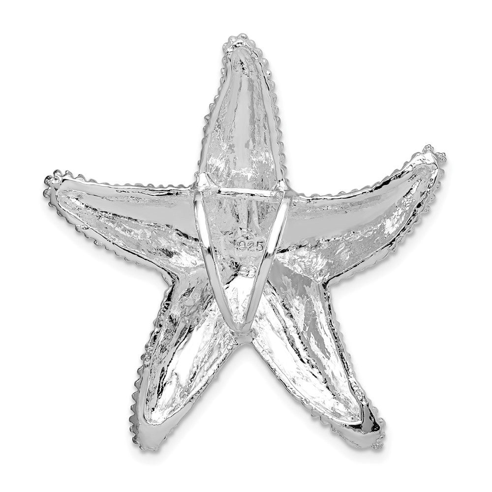 Sterling Silver Rhodium-Plated Polished and Textured Starfish Slide