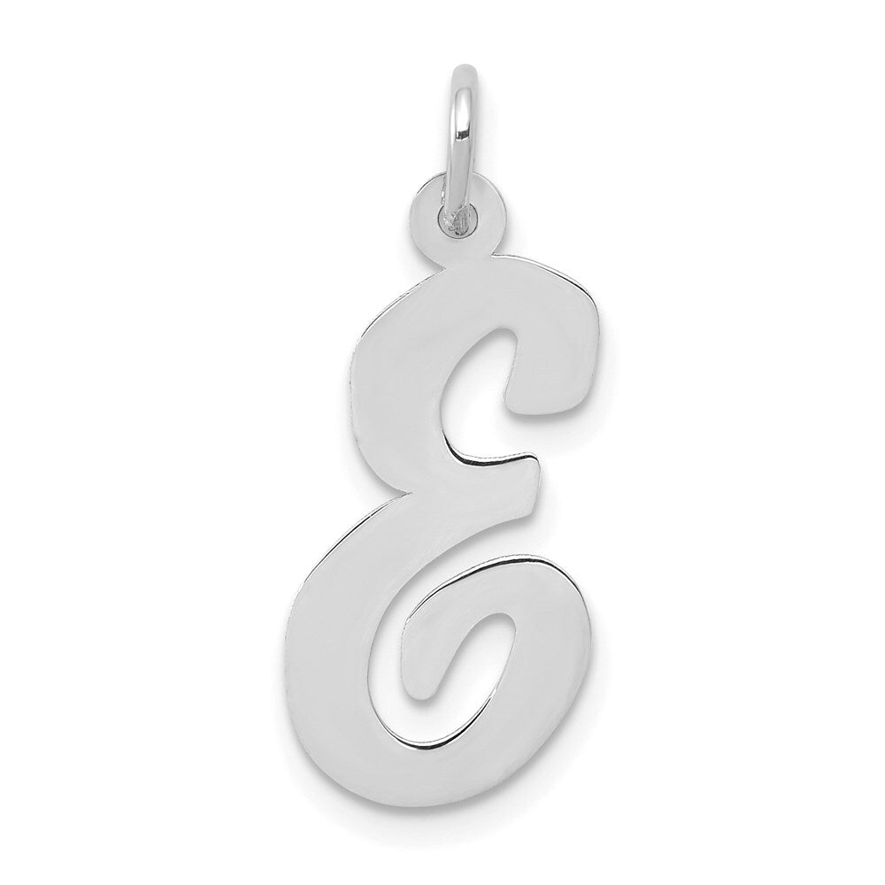 14k White Gold Large Script Letter E Initial Charm Pendant for Women
