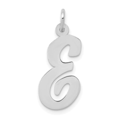 14k White Gold Large Script Letter E Initial Charm Pendant for Women