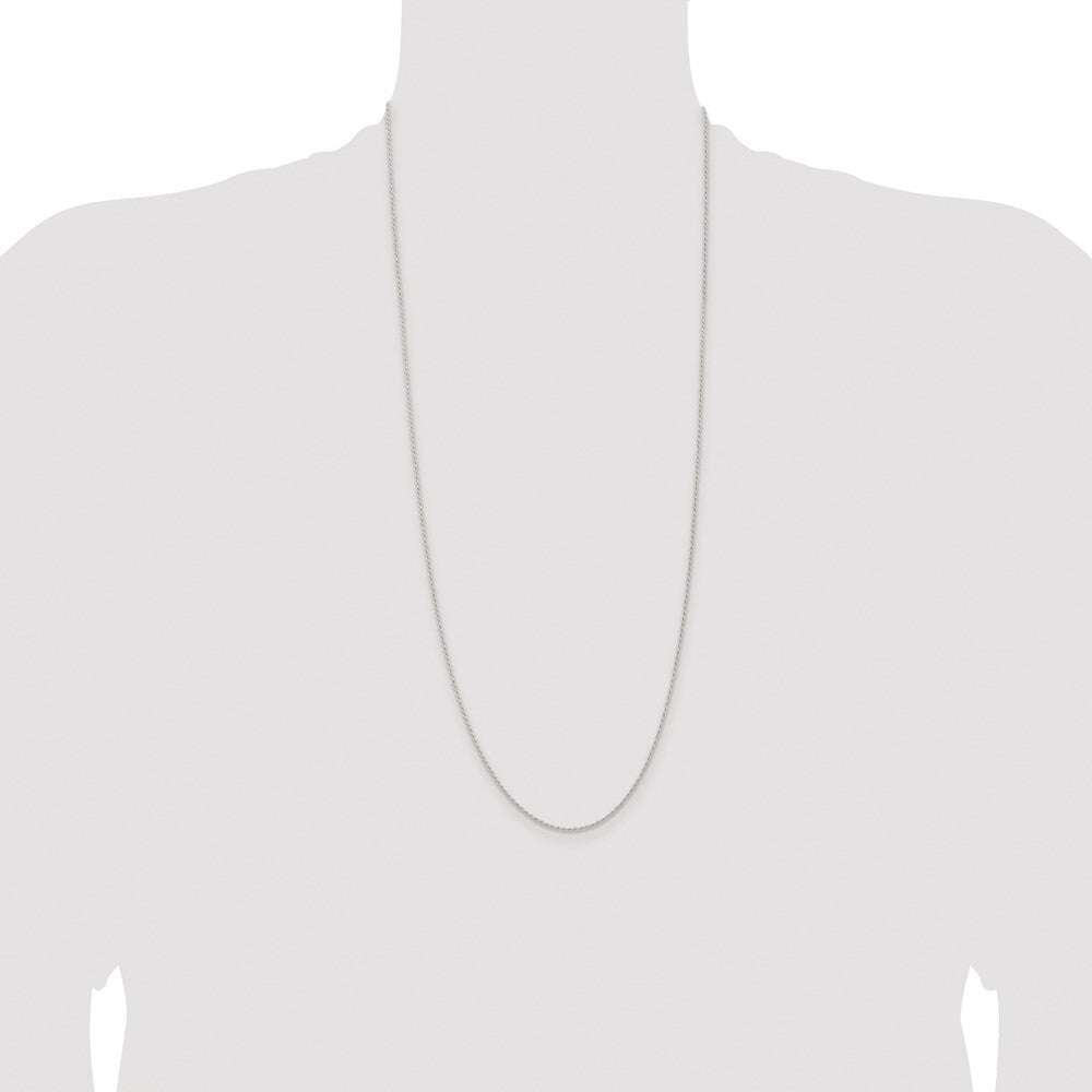 Sterling Silver Rhodium-plated 1.3mm Solid Rope Chain