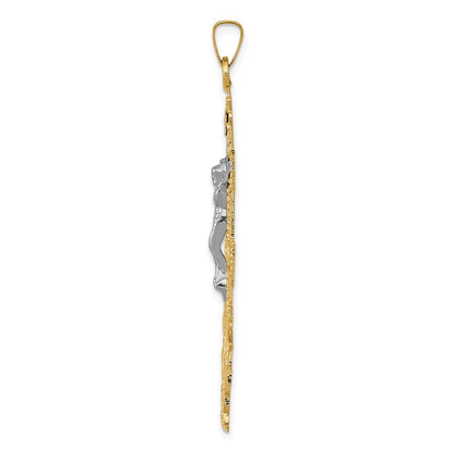 14k Two-Tone Gold Cara Vaca Crucifix Pendant