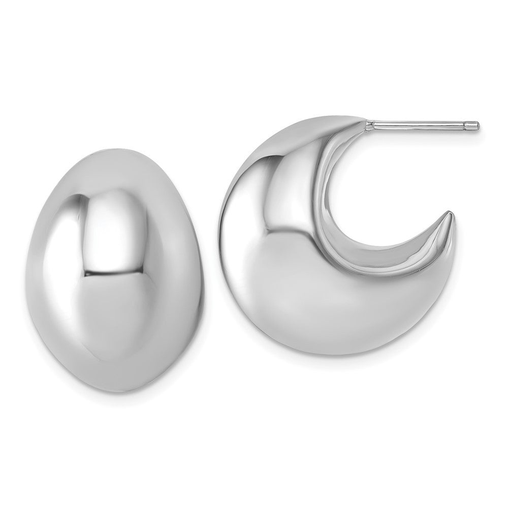 Sterling Silver Rhodium-plated Polished Hollow Fancy Puffed J-Hoop Earrings