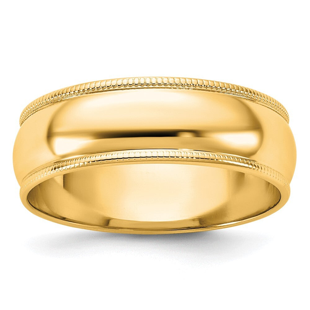 14K Yellow Gold 6mm Lightweight Milgrain Half Round Wedding Band Ring Size 7