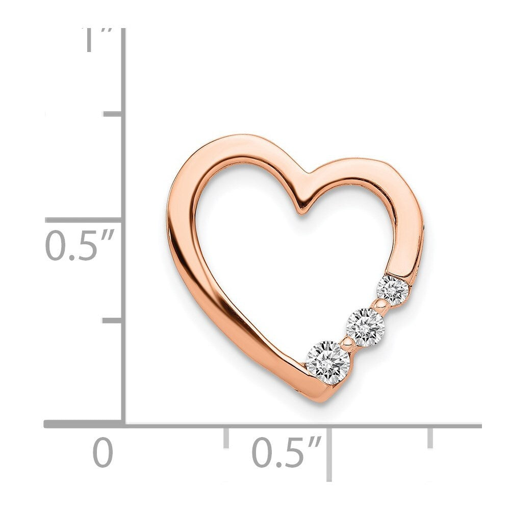 14k Rose Gold 1/6ct. Diamond Heart Chain Slide Pendant for Women