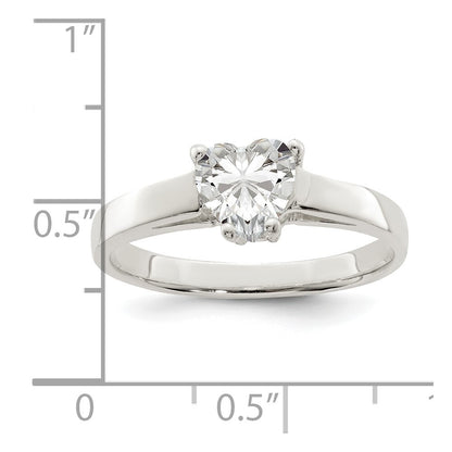 Sterling Silver Solitaire Heart Cubic Zirconia Ring Size 7